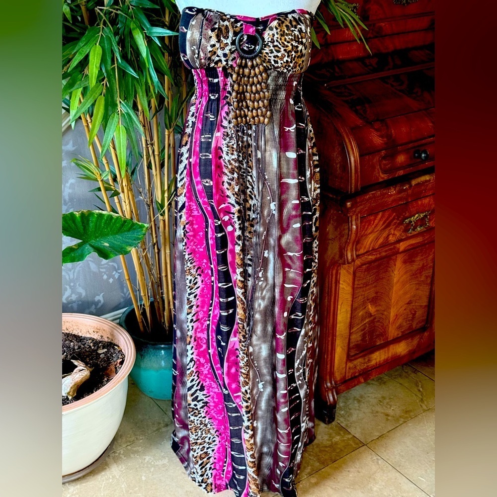 By Deep ladies, maxi sleeveless sundress, excellent condition beaded front large - Picture 4 of 16